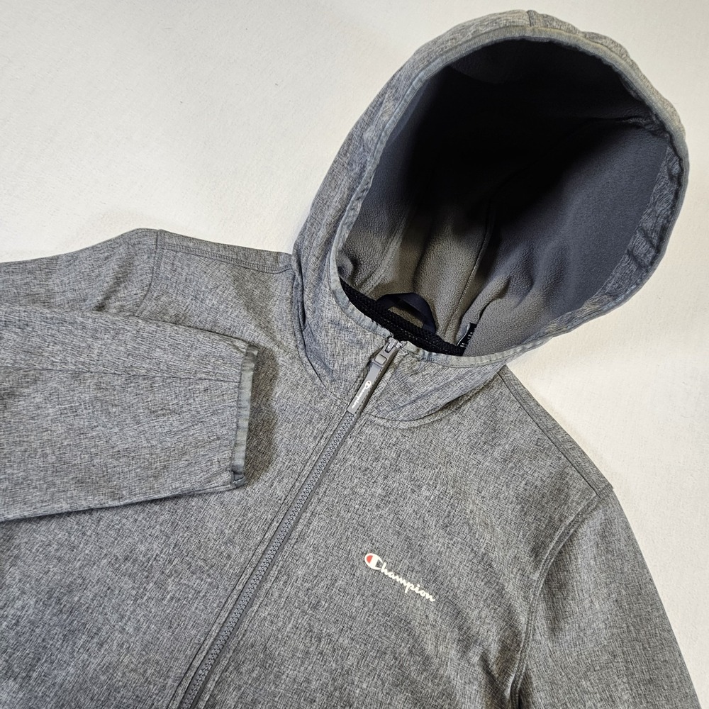 Champion Jacket Mens M Heather Grey Lightweight Active Soft Hood Water Resistant